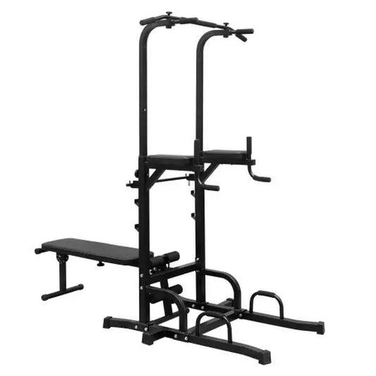 Power Tower Dip Station with Bench Pull Up Bar Stand Adjustable Height Heavy Duty Multi-Function Fitness Training Equipment for