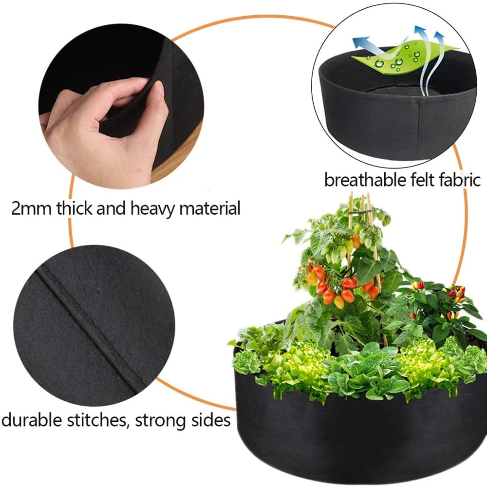 10/30/40/50/100 Gallons Fabric Garden Raised Bed Round Planting Container Grow Bags Fabric Planter Pot For Plants Nursery Pot - MyLootWare