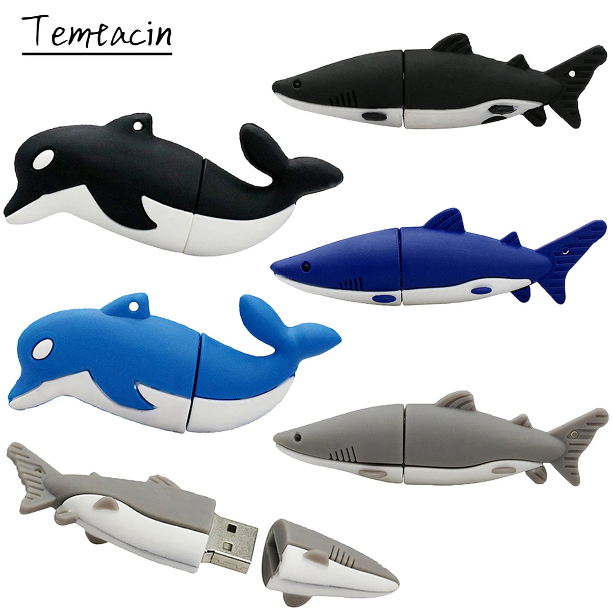 Cartoon Cute Animal Pen Drive Dolphin Shark Fish USB Flash Drives 128GB Pendrive 8GB 16GB 32GB 64GB 256GB Flash Memory USB Stick - MyLootWare