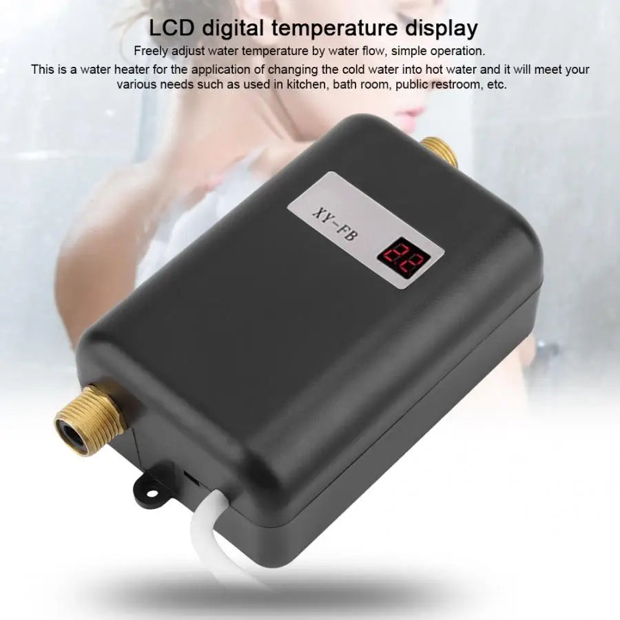 3000W Electric Water Heater Electric Tankless Water Heater LCD Digital Temperature Display Heating Shower 220-240V 50Hz - MyLootWare