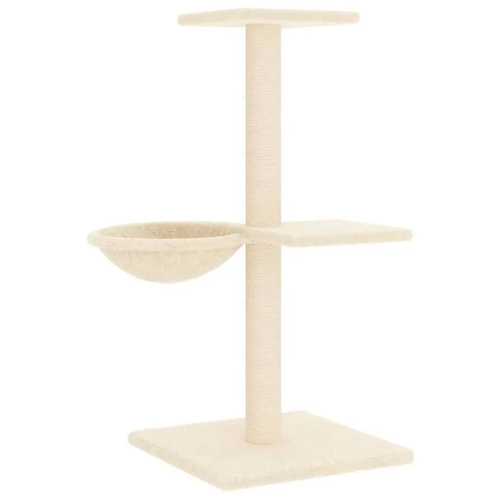 W2B VidaXL Cream Engineered Wood Cat Tree Tower