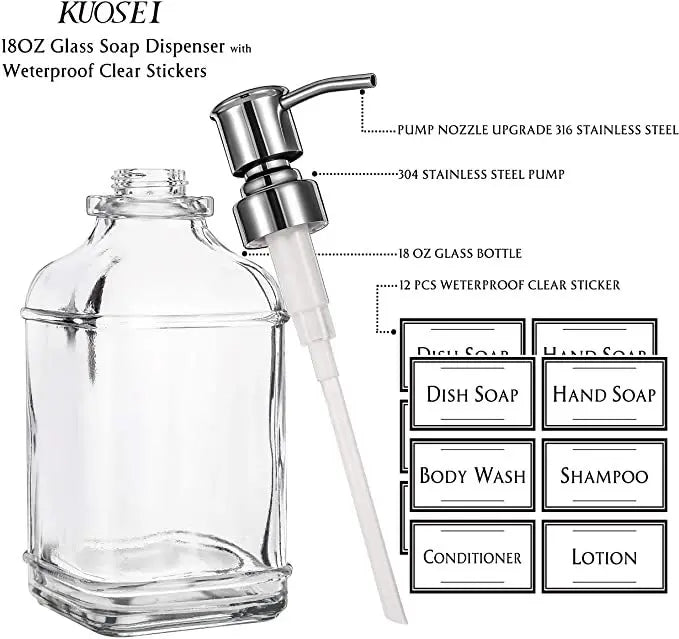 300/550Ml Soap Dispenser High Quality Antique Thick Clear Glass Hand Soap Dispenser Stainless Steel Pump Bathroom Bottles Tool - MyLootWare