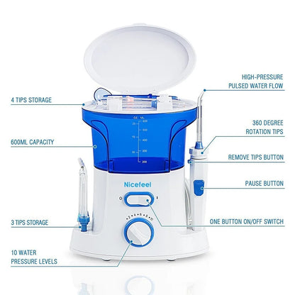 600ML Electric Dental Floss Oral Irrigator for Household Use Portable Tabletop Suitable For 7 Dental Floss Teeth For Homeuse - MyLootWare