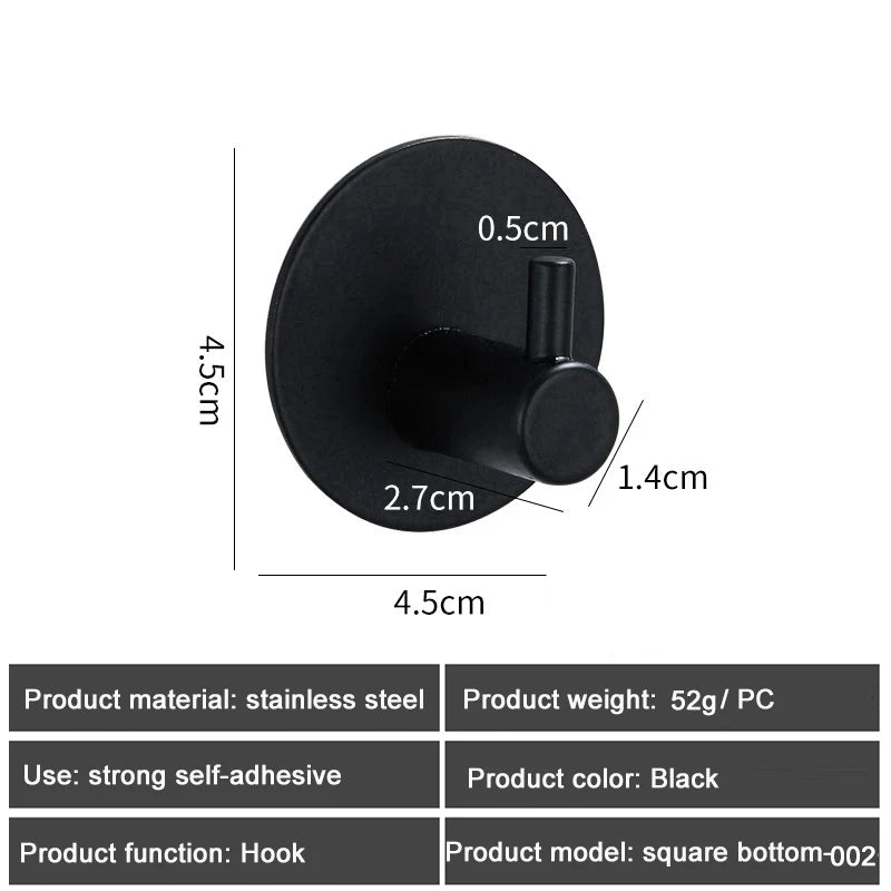 1PC Metal Hooks Strong Self Adhesive Hook Bathroom Stainless Steel Hook Wall Hangers Coat Towel Rustproof Hooks Kitchen Hardwar - MyLootWare