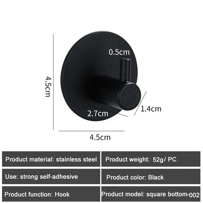 1PC Metal Hooks Strong Self Adhesive Hook Bathroom Stainless Steel Hook Wall Hangers Coat Towel Rustproof Hooks Kitchen Hardwar - MyLootWare
