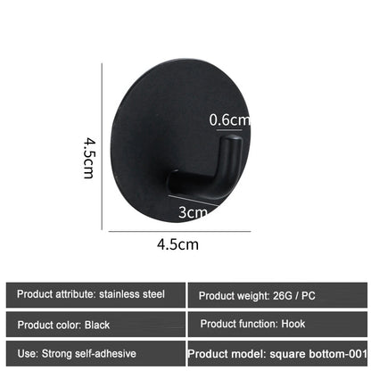 1PC Metal Hooks Strong Self Adhesive Hook Bathroom Stainless Steel Hook Wall Hangers Coat Towel Rustproof Hooks Kitchen Hardwar - MyLootWare