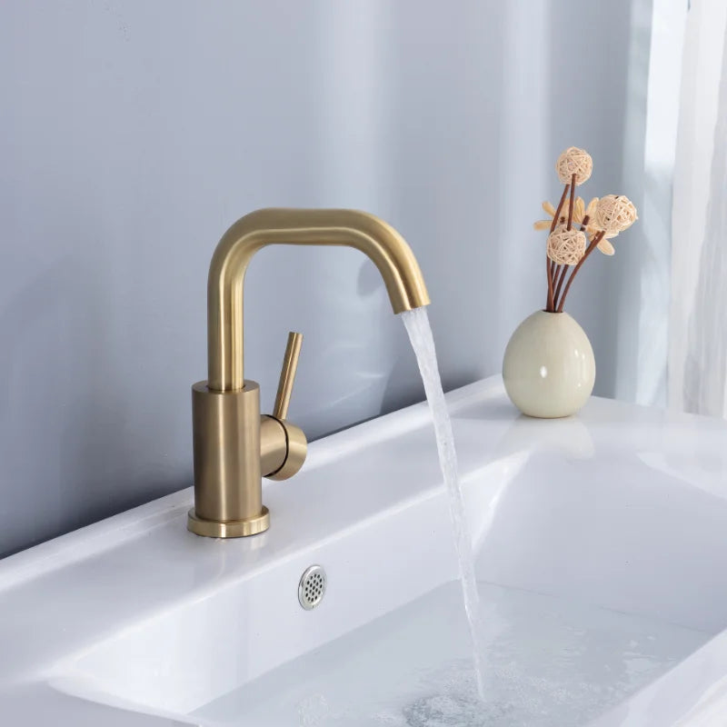 Brushed Gold Single Handle Sink Faucet - MyLootWare