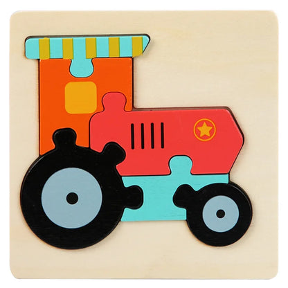 Kids Wooden Toys 3D Wood Puzzle Cartoon Animals