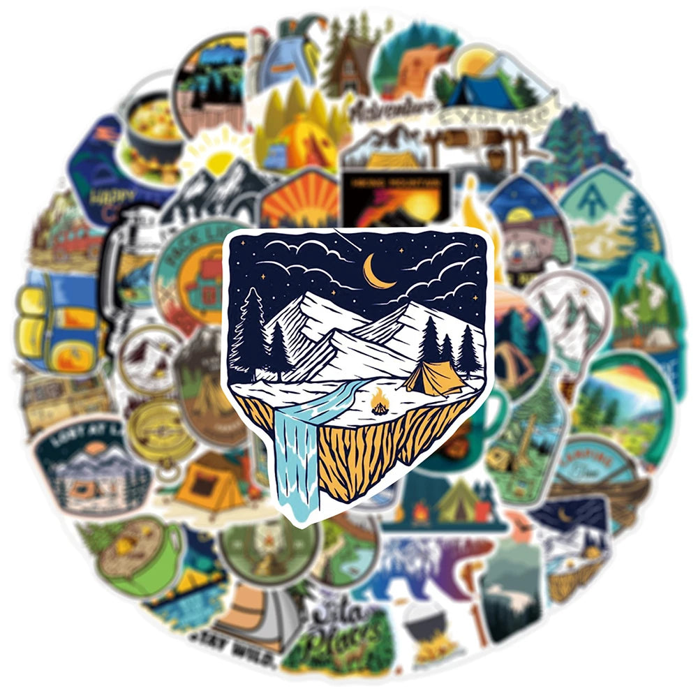10/30/50pcs Outdoor Adventure Travel Camping Climbing Stickers DIY Car Laptop Guitar Luggage Phone Bike Graffiti Sticker Kid Toy - MyLootWare