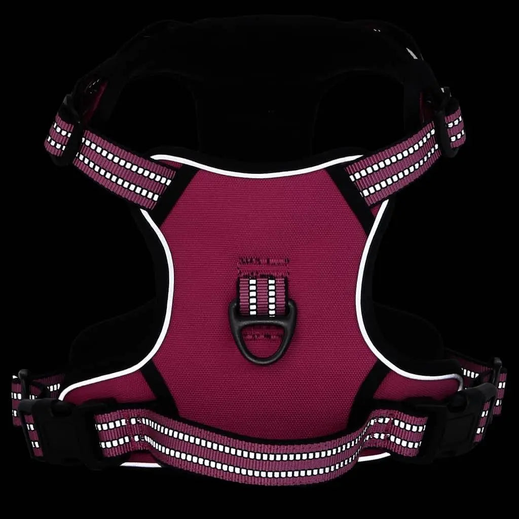 W2B VidaXL Adjustable XL Dog Harness Vest Simple Striped Pink Polyester with Armrests Escape Proof for Cats