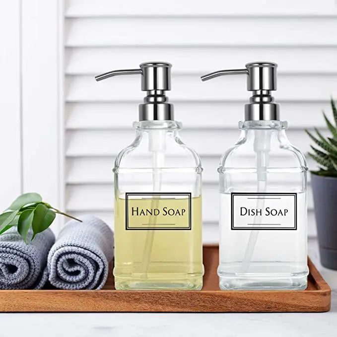300/550Ml Soap Dispenser High Quality Antique Thick Clear Glass Hand Soap Dispenser Stainless Steel Pump Bathroom Bottles Tool - MyLootWare