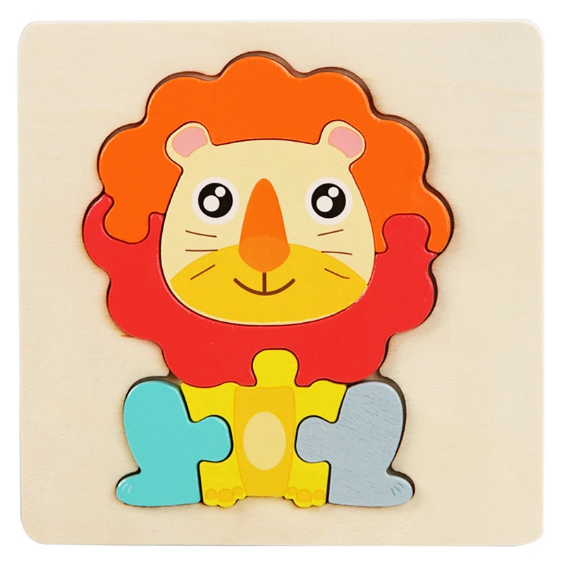 Kids Wooden Toys 3D Wood Puzzle Cartoon Animals