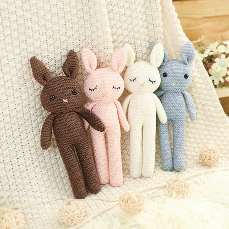 24cm Baby Crochet Bunny Sleeping Doll Toy Figure Stuffed Rabbit Children Interactive Knitted Doll Baby Girlfriend Party Gifts - MyLootWare