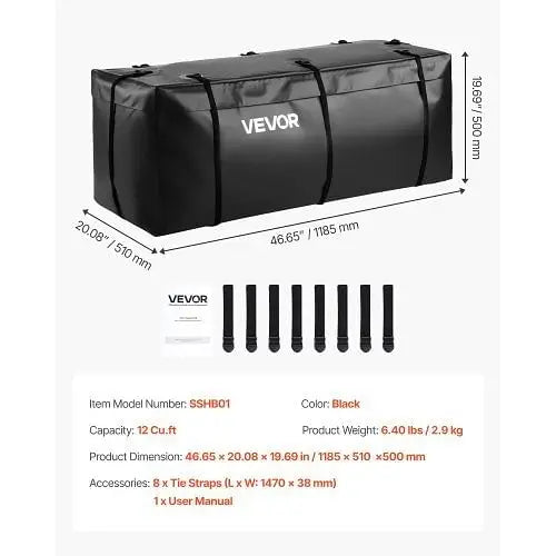 W2B Waterproof Hitch Cargo Carrier Bag 46.65 X