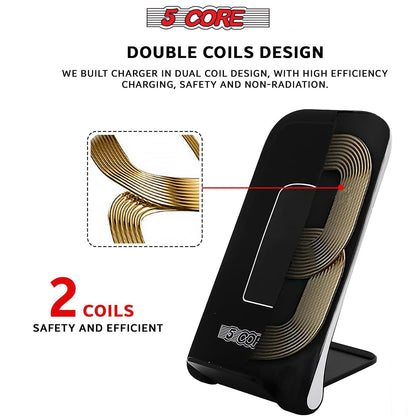 5 Core Wireless Charger 10W Max Fast Wireless Charging Pad Glass Top Pair Boostcharge Slim USB-C - MyLootWare