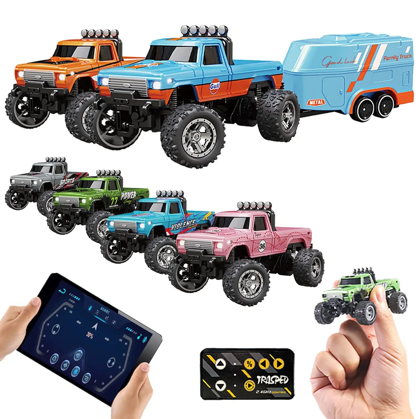 RC Off-Road Monster Truck 1/64 Remote Control Mini