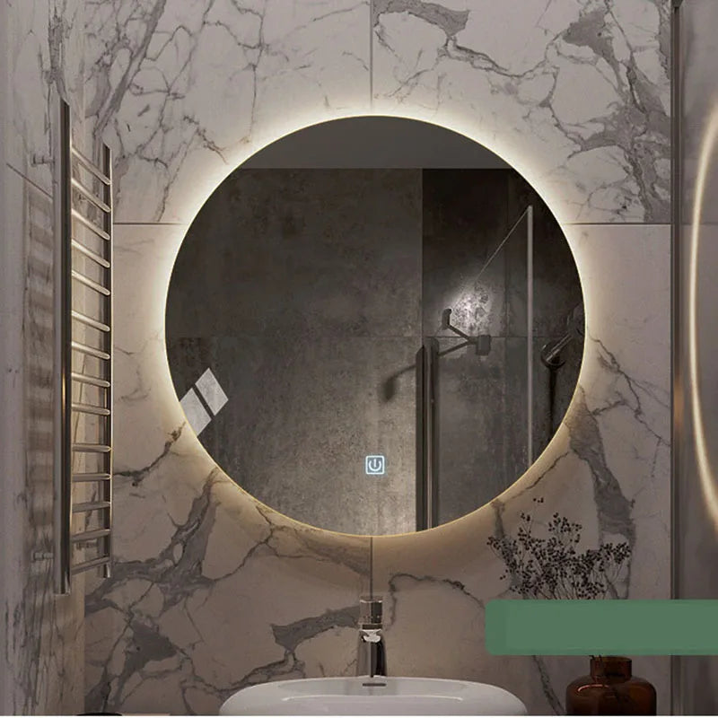 Modern Style Simple Circular Mirror LED Bathroom