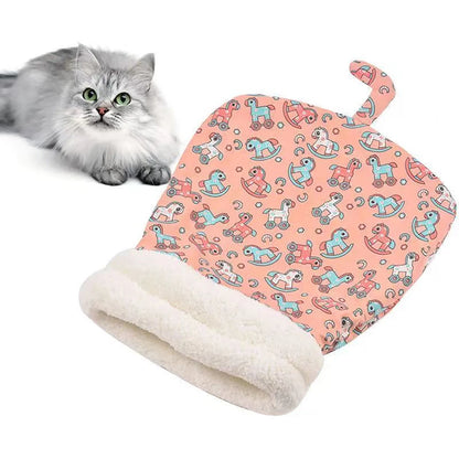Cat Sleeping Bag Soft Cuddly Fluffy Feel Thickened Pet Pocket Type Quilt Bed Kitten Puppy Soft Comfortable Warm Nest Pet - MyLootWare