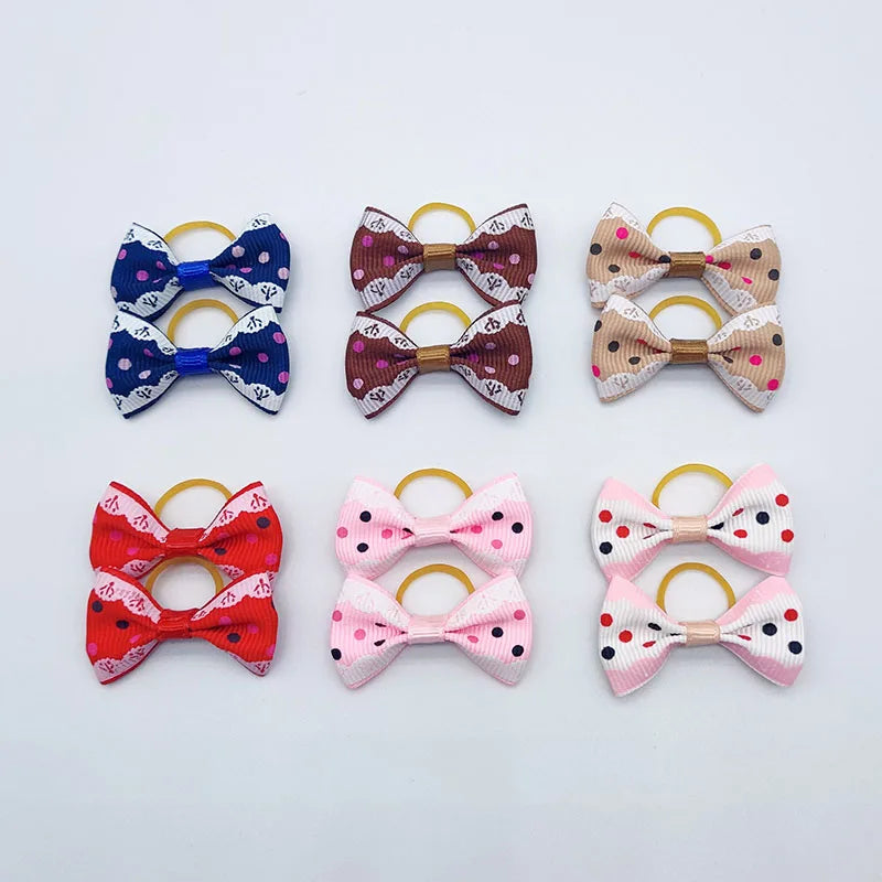 100 Pieces Ribbon Pet Hair Accessories 121 Colors Cute Dog Hair Bows Elastic Rubber Band For Dogs Pet Hair Clips Yorkshire Gift - MyLootWare