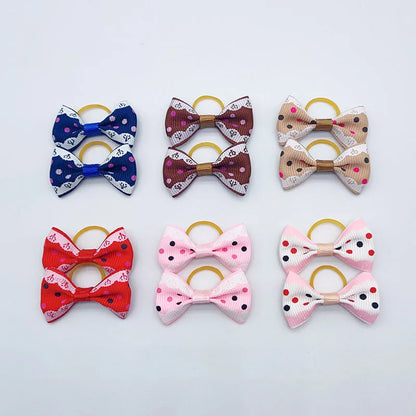 100 Pieces Ribbon Pet Hair Accessories 121 Colors Cute Dog Hair Bows Elastic Rubber Band For Dogs Pet Hair Clips Yorkshire Gift - MyLootWare