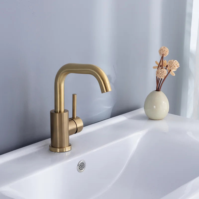 Brushed Gold Single Handle Sink Faucet - MyLootWare