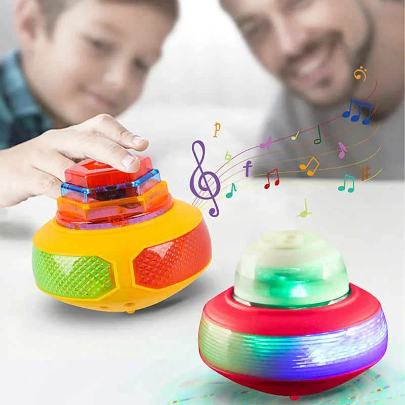8cm Gyroscope Children Toys Music Luminous Magic Rotating Launch Cartoon Colorful Flashing Spinning Top Children Toys - MyLootWare