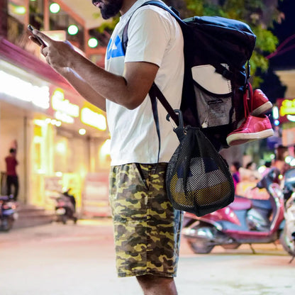 Portable Drawstring Basketball Backpack Mesh Bag