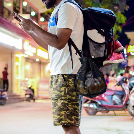 Portable Drawstring Basketball Backpack Mesh Bag