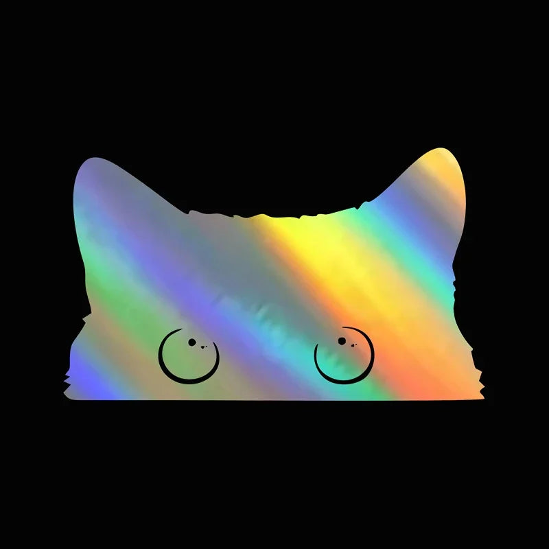 15*9CM cute Car Sticker Accessories Poor Cat Is Stealing with Big Eyes Watch Vinyl Car Styling Cover Waterproof - MyLootWare