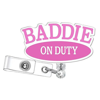 Acrylic English Badge Holder Clip Rotating Alligator Clip Retractable Badge Reel For Doctor Nurse Teacher Student Halloween Gift - MyLootWare