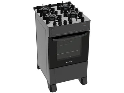 4 Stove Atlas Black Glass Table Monaco Glass Top Glass - Bivolt - MyLootWare