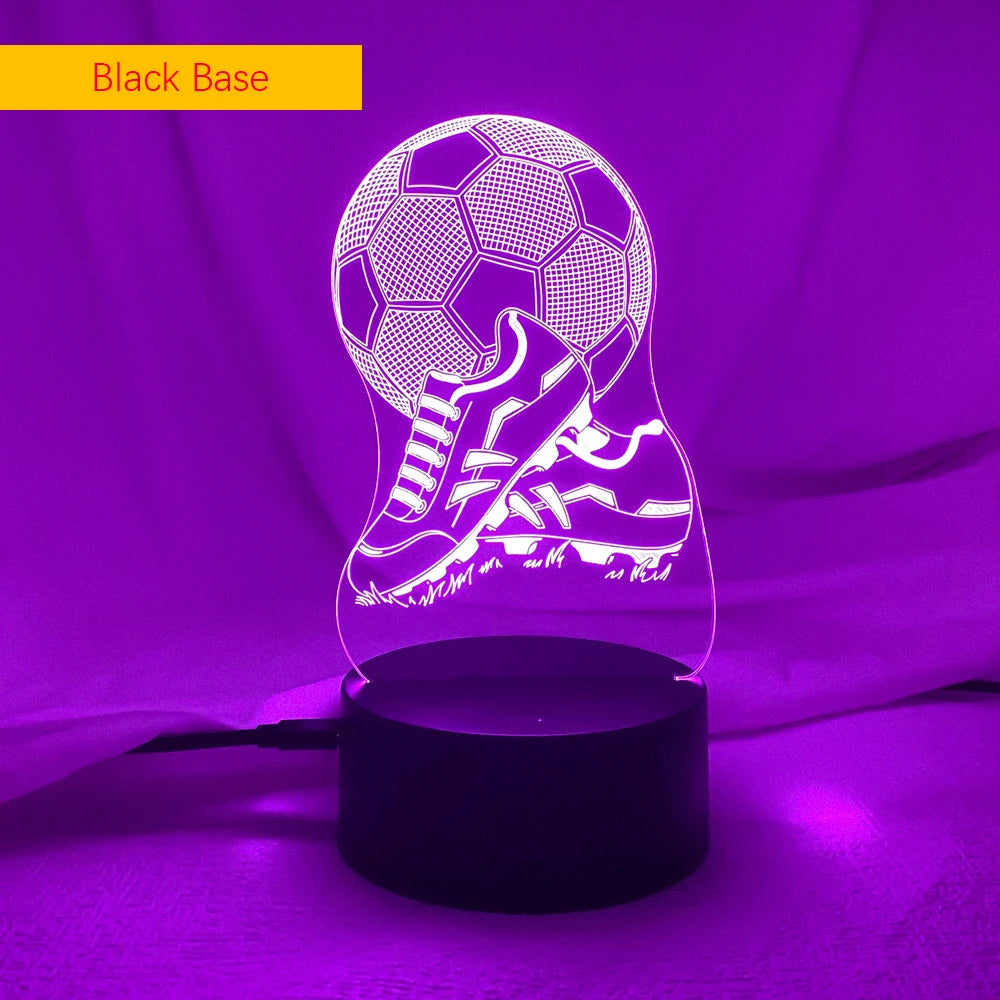New 3d Illusion Kids Night Light Football 7 Colors
