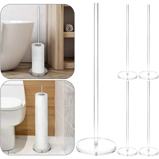 Transparent Paper Towel Holder Countertop Acrylic Tissue Stand Freestanding Toilet Paper Holder for Toilet Spare Rolls Storage