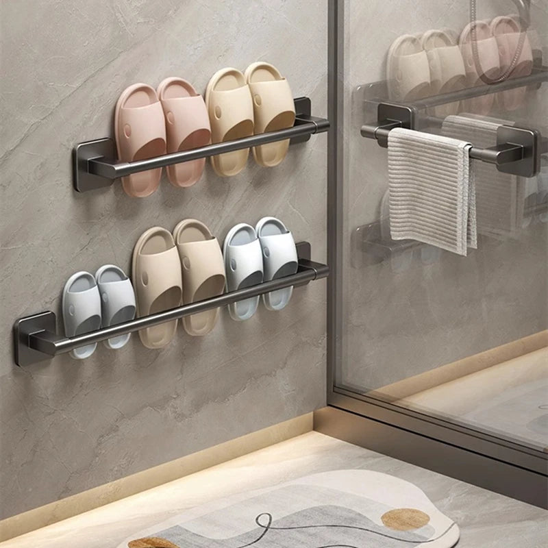Wall Mounted Towel Holder & Slipper Rack