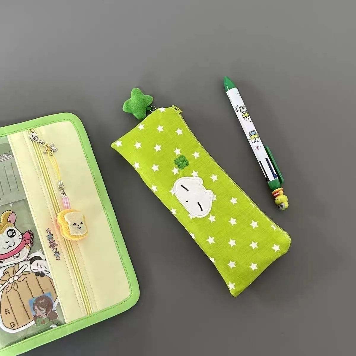 1/3 pcs Cute Stars Pencil Case Mesh Multilayer Pen Bag Multifunctional Large Capacity Stationery Bag School - MyLootWare