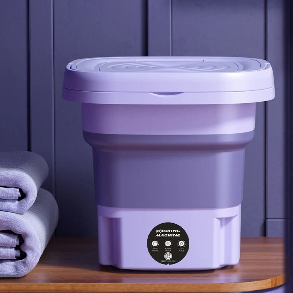 8L Foldable Washing Machine Portable Mini Socks Underwear Panties Washing Machine 12W 3 Modes Automatic Spinning Dry Washer - MyLootWare