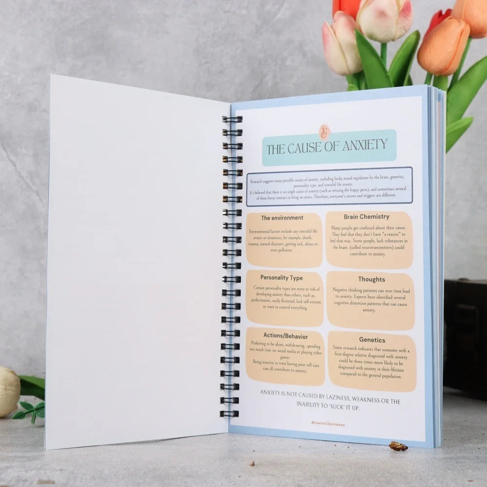 Anxiety Management Workbook for Adults | Spiral Bound Relaxation Journal | Relaxation and Social Psychology Exercises - MyLootWare