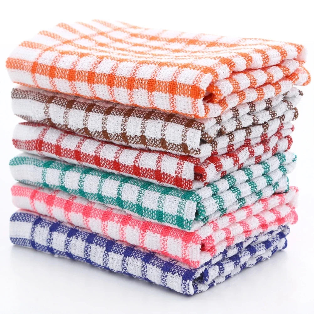 6PCS Cotton Kitchen Tea Towels Absorbent Lint Free Catering Restaurant Cloth Dish Towels Cleaning Cloth Kitchen Cleaning Towel - MyLootWare