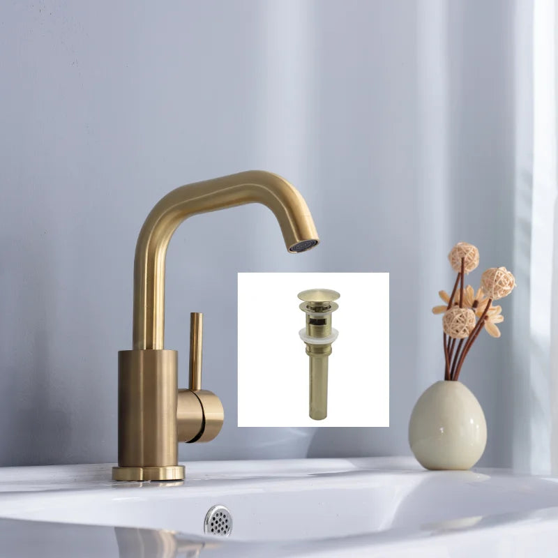 Brushed Gold Single Handle Sink Faucet - MyLootWare