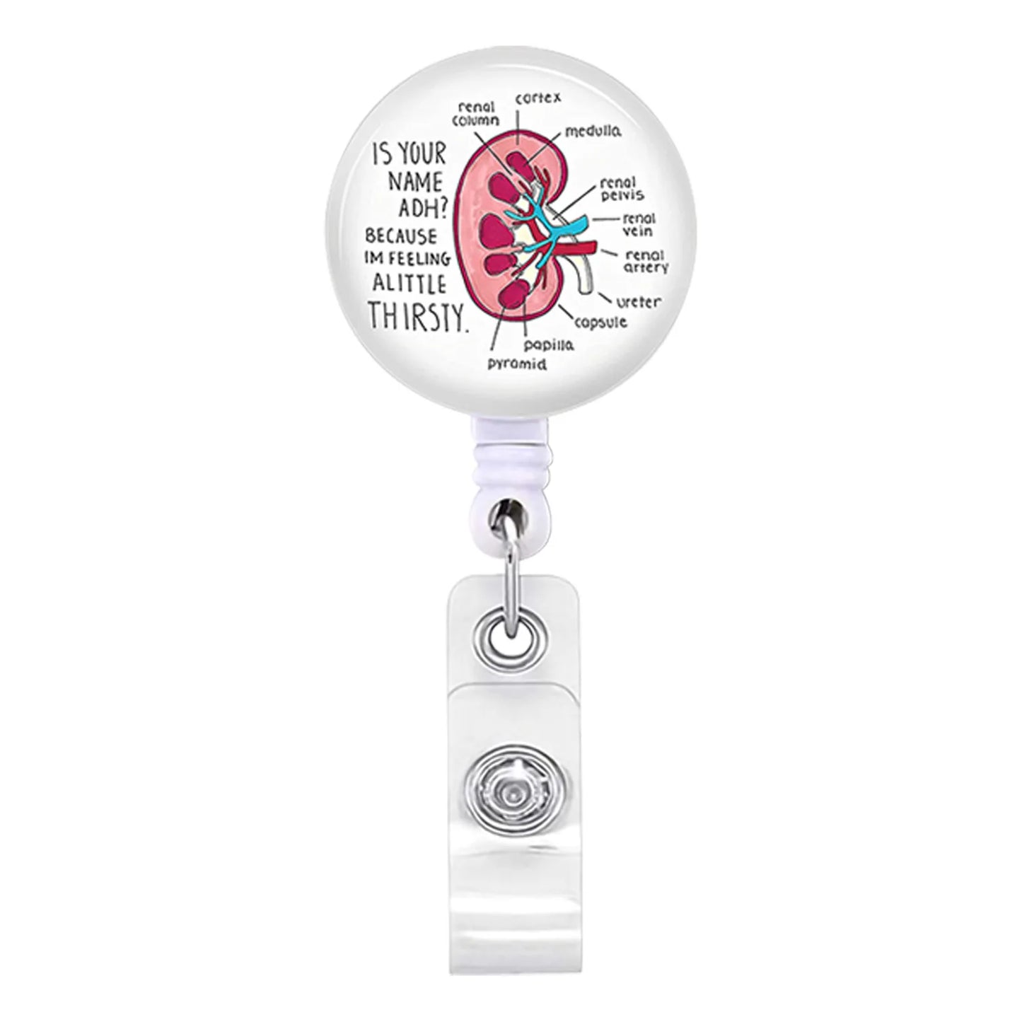 Acrylic English Badge Holder Clip Rotating Alligator Clip Retractable Badge Reel For Doctor Nurse Teacher Student Halloween Gift - MyLootWare