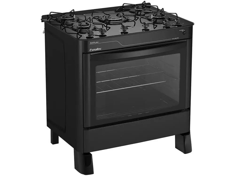5-Burner Esmaltec Black Glass Kitchen Stove - MyLootWare