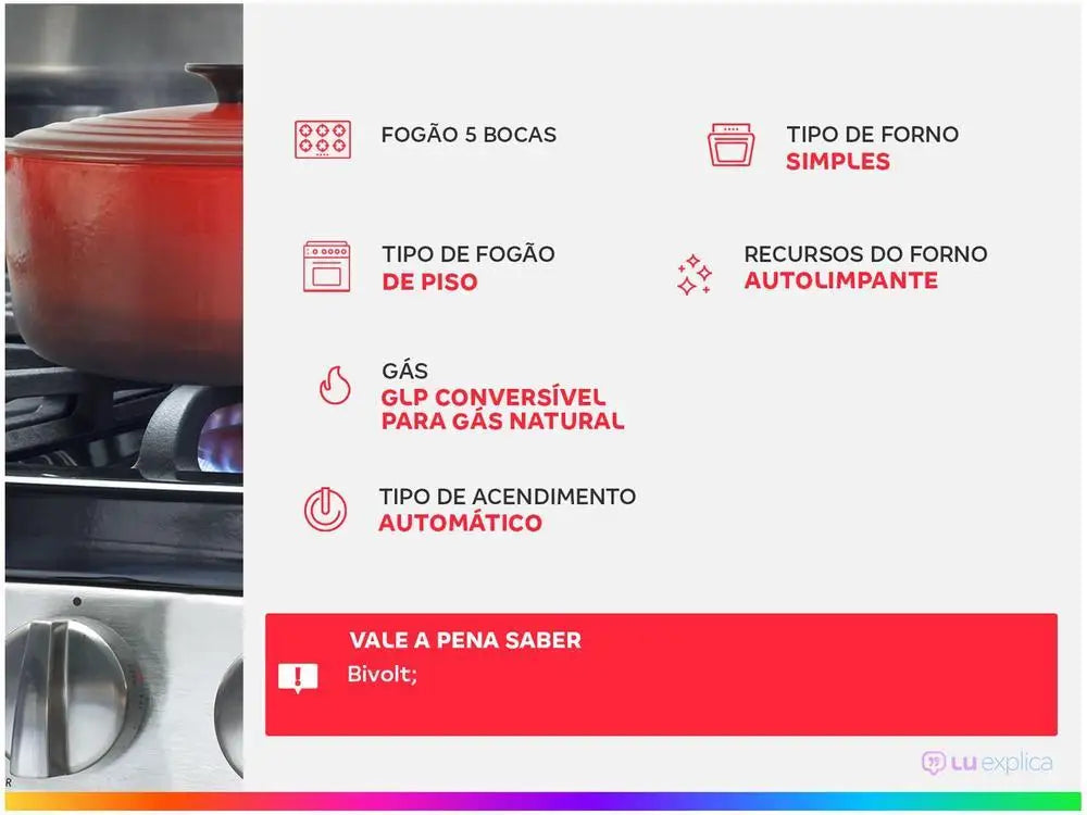 5-Burner Esmaltec Black Glass Kitchen Stove - MyLootWare