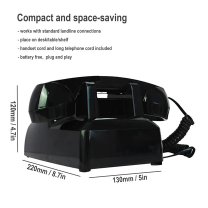 Vintage Landline Phones for Home, Retro Rotary House Phone with Ringer & Volume, Classic Old Fashion Desktop Analog Telephone - MyLootWare