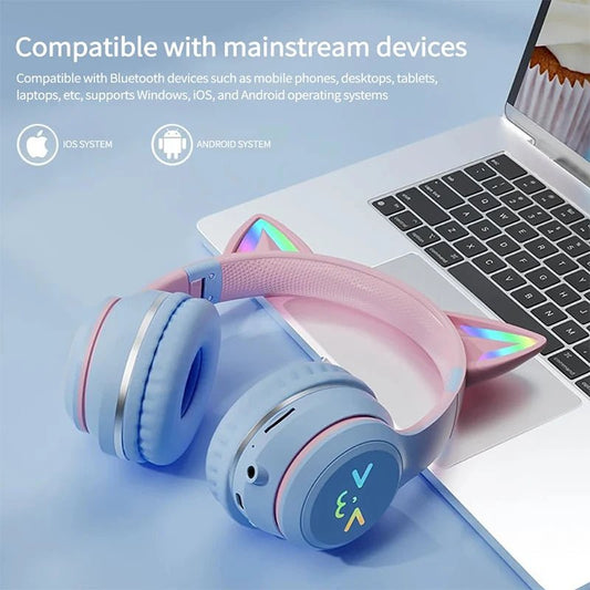 Xiaomi Cute Cat Ears Wireless Headphone Bluetooth 5.1 HiFi Stereo Noise Reduction Foldable Earphone With Mic For Game Music - MyLootWare