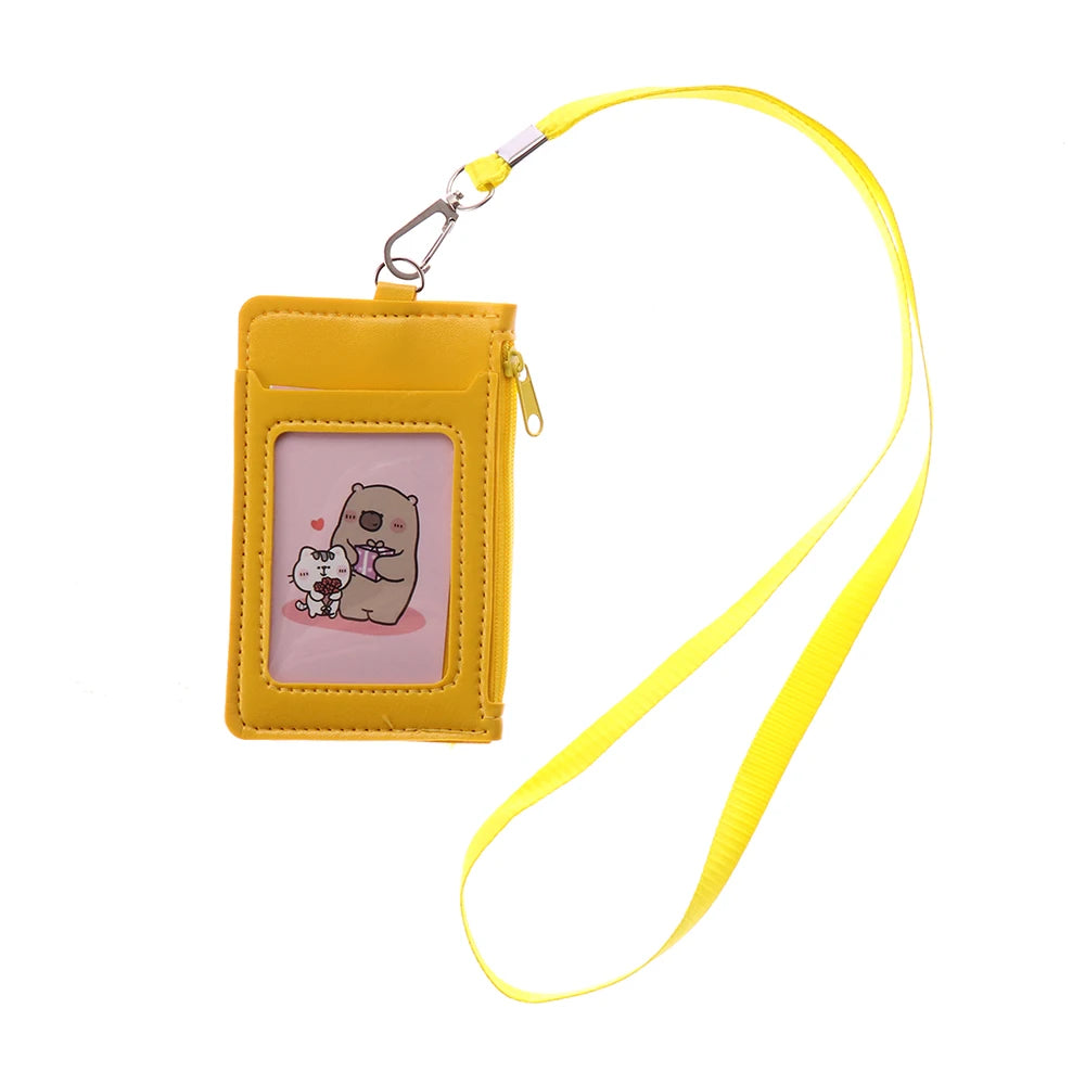 Luxury PU Leather Double Card Sleeve ID Badge Case