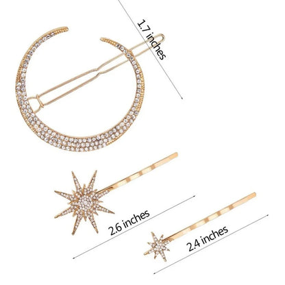 Women Crystal Side Hair Clip Pins Metal Hair