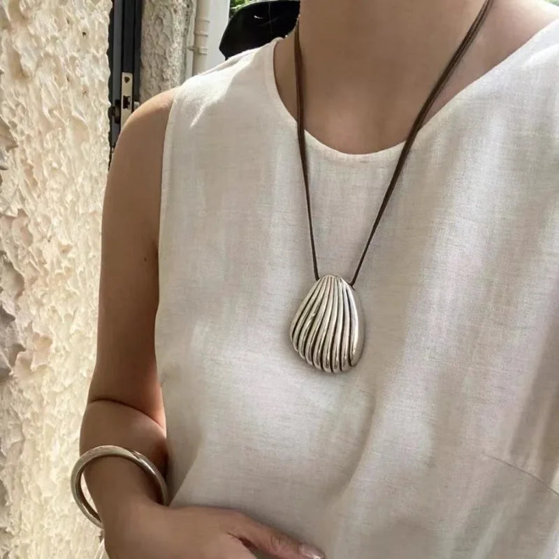 Heavy Industry Silver Large Shell Pendant Necklace