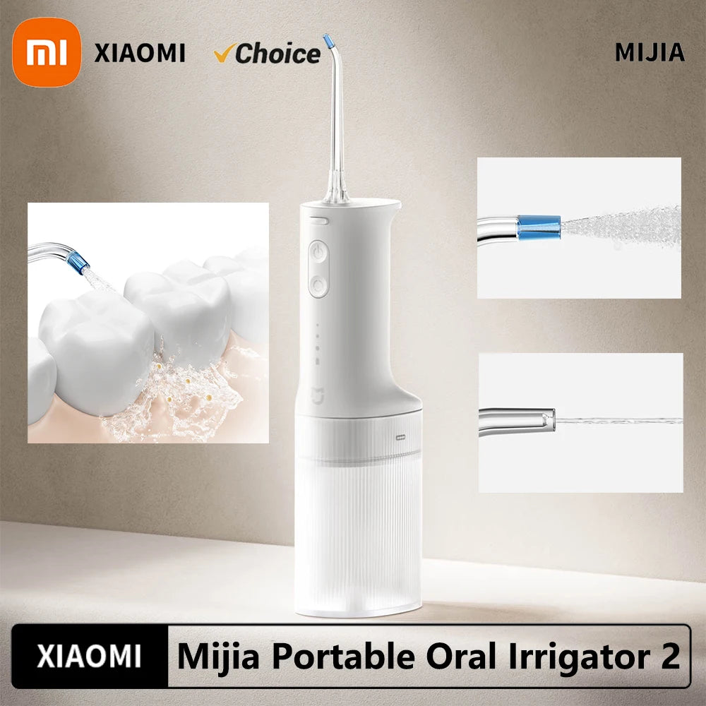 2025 XIAOMI MIJIA Portable Oral Irrigator 2 Dental Teeth Whitening Flosser bucal tooth Cleaner vibration waterpulse Water Thread - MyLootWare