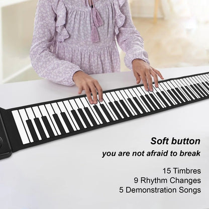 88 Key Portable Piano Handroll Electronic Piano Environmental Silicone Foldable Piano Home Practice Professional Electronic Pian - MyLootWare