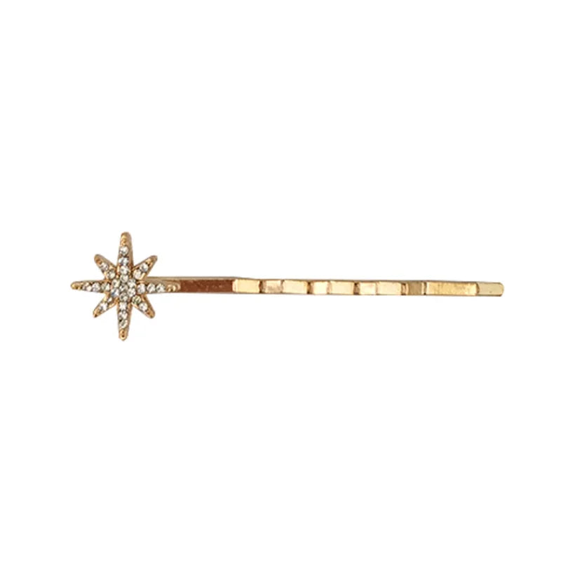 Women Crystal Side Hair Clip Pins Metal Hair